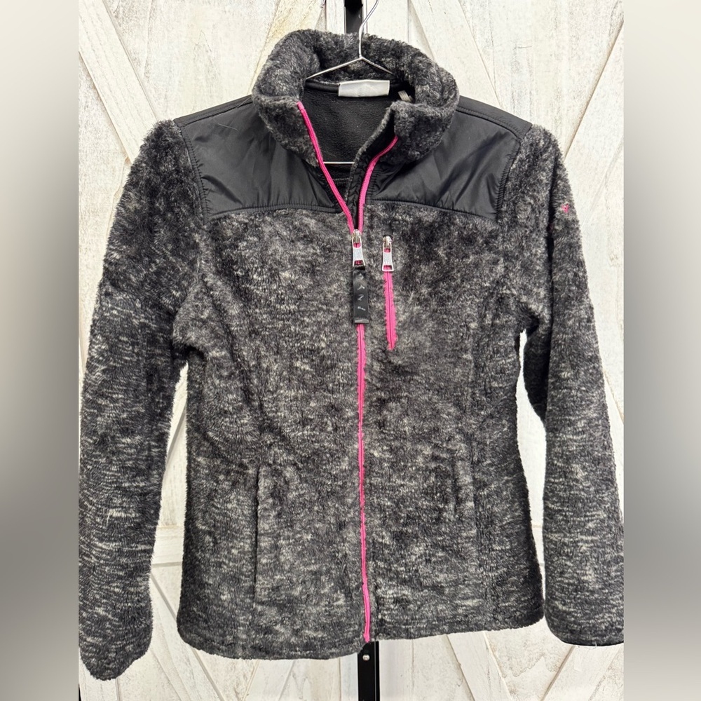 Dkny Black and Gray Teddy Jacket with Textured Design - Picture 1 of 5